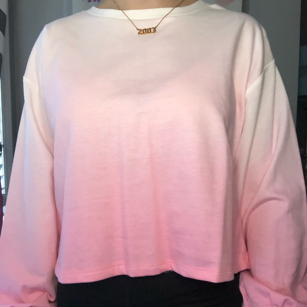 Pink Ombré Cropped Long Sleeve
